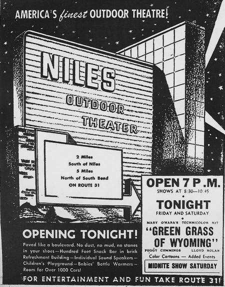Niles 31 Outdoor Theatre - Old Ad From Ron Gross